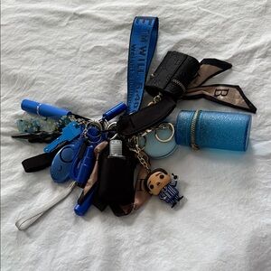 Blue and Black Keychain Set with Accessories